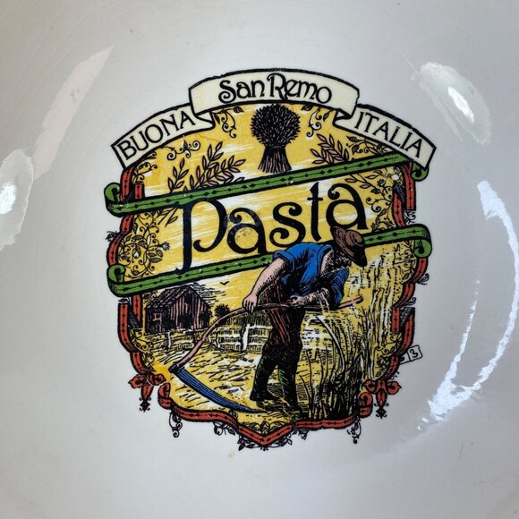 Himark San Remo Buona Italia 12" Ribbed Pasta Serving Bowl Ceramic Italy - Picture 3 of 6